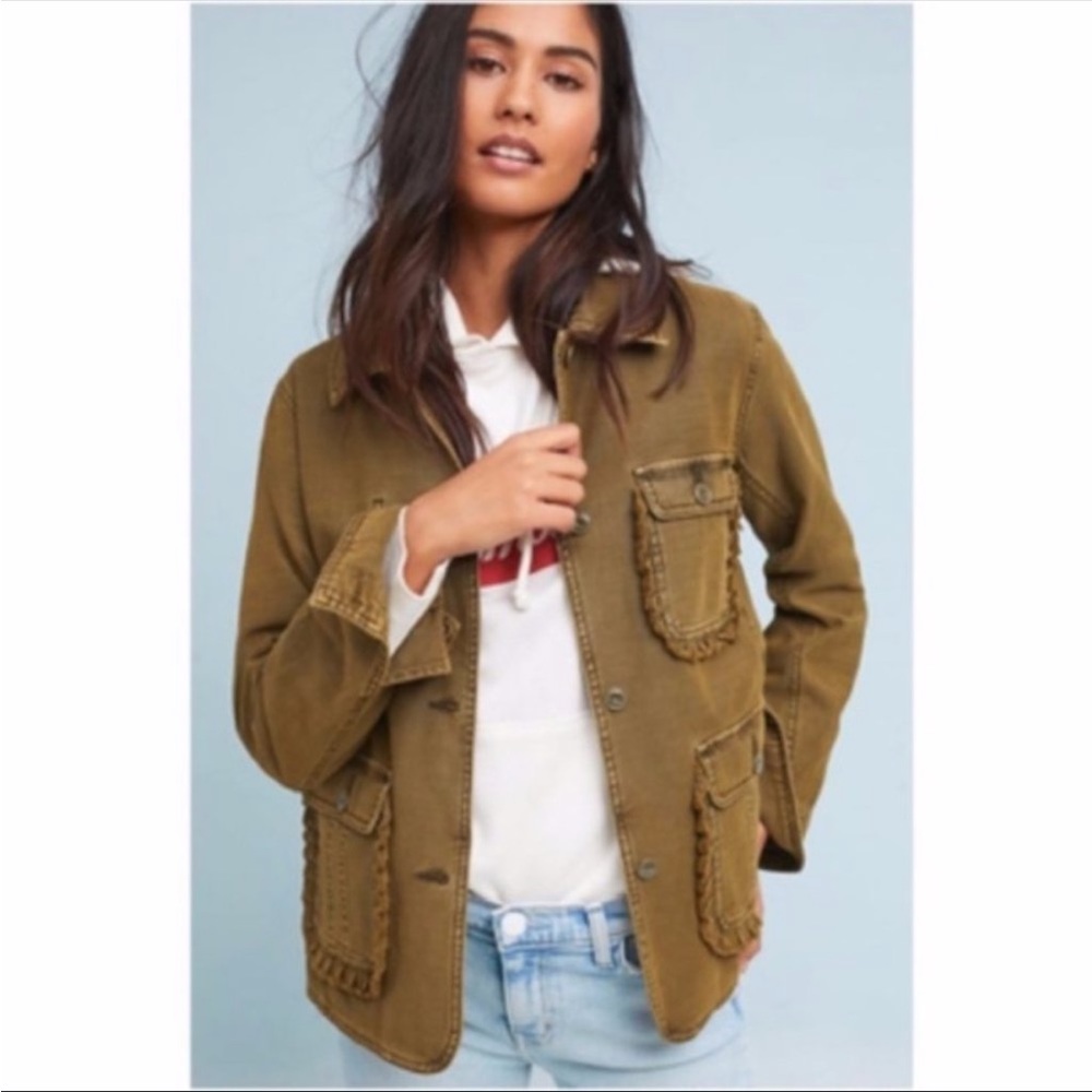 Anthropologie Green Army Jacket XS